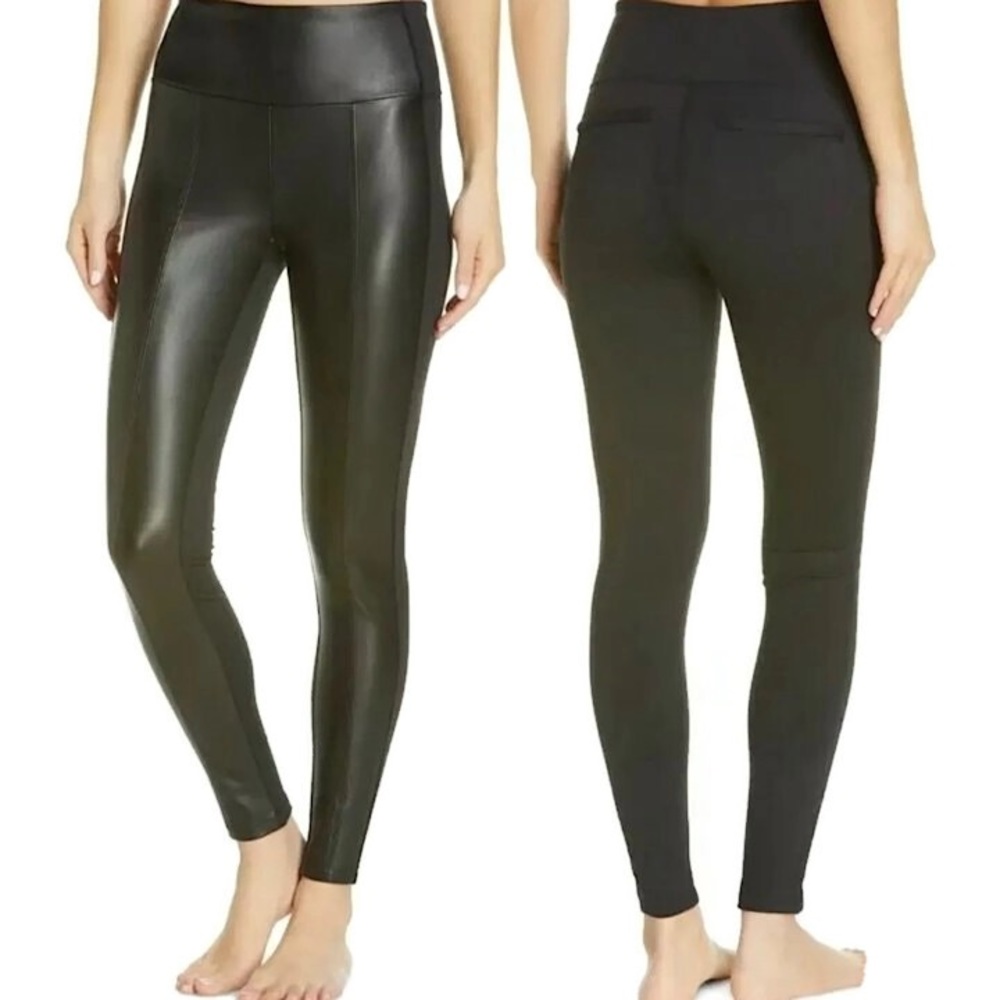 ZELLA High Waist Faux Leather Hybrid Leggings
